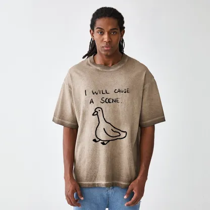 Tokyo-Tiger Stupid Goose Funny Japan Retro Gradient Washed T-Shirt