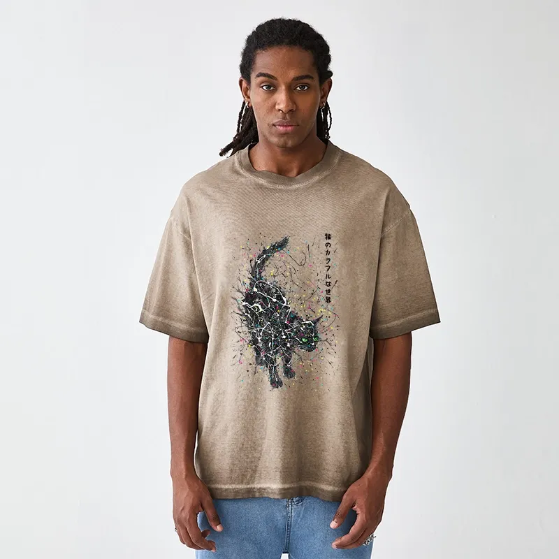 Tokyo-Tiger In The Spectrum Of Cats Gradient Washed T-Shirt