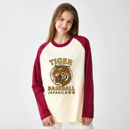Tokyo-Tiger Osaka Japan Baseball Team Raglan Long Sleeve T-shirt