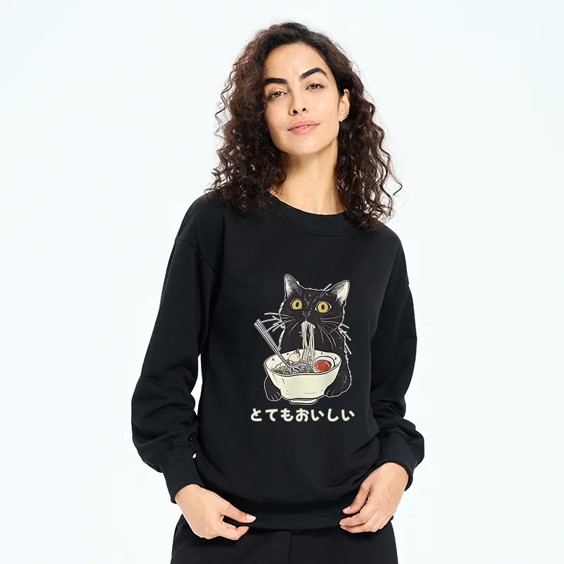 Tokyo-Tiger Cats Eat Ramen Noodles Sweatshirt