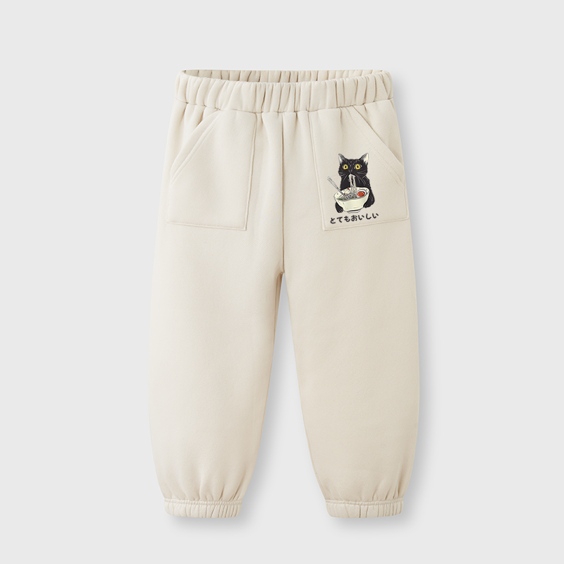 Tokyo-Tiger Cats Eat Ramen Noodles Kids Fleece Lined Hoodie Set