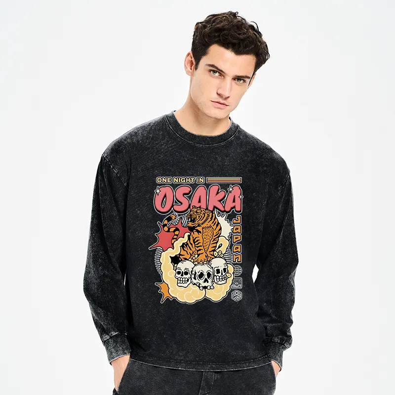 Tokyo-Tiger Osaka Tiger Washed Long Sleeve T-Shirt