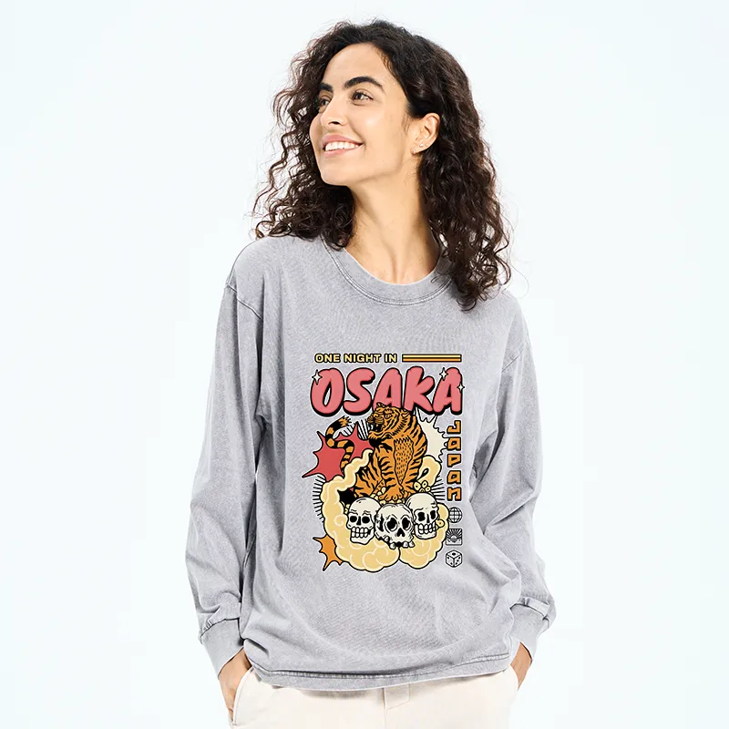 Tokyo-Tiger Osaka Tiger Washed Long Sleeve T-Shirt