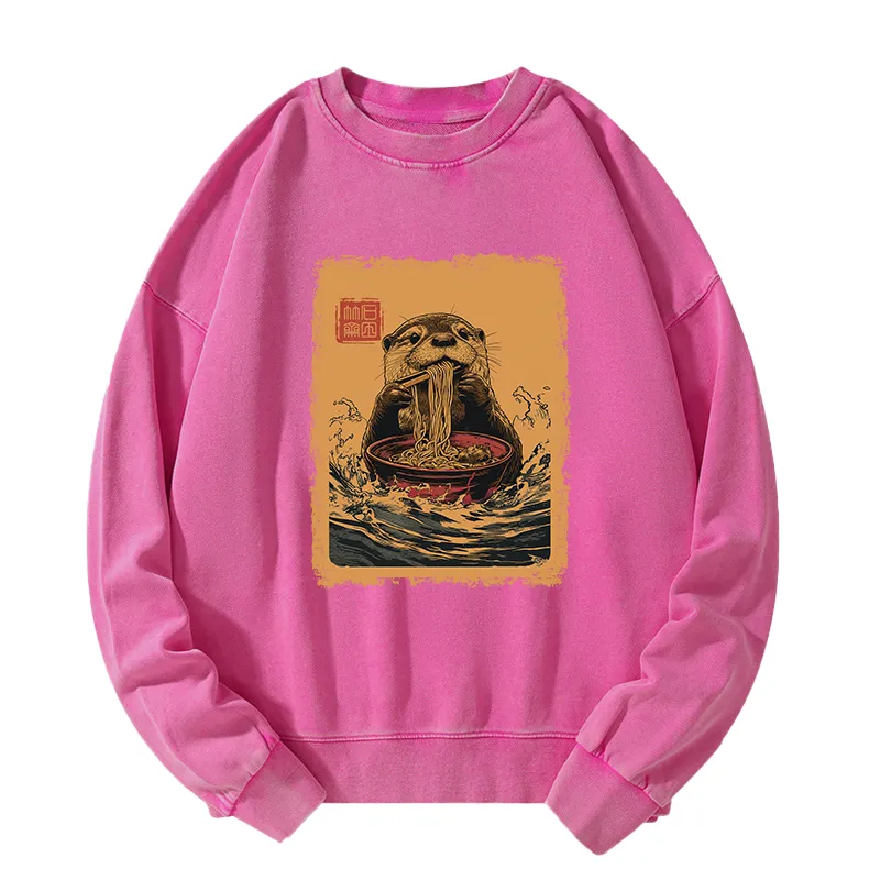 Tokyo-Tiger Ramen Lover Otter  Washed Sweatshirt