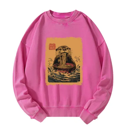 Tokyo-Tiger Ramen Lover Otter  Washed Sweatshirt