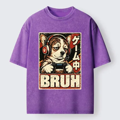 Tokyo-Tiger Funny Gamer Dog Meme Washed T-Shirt
