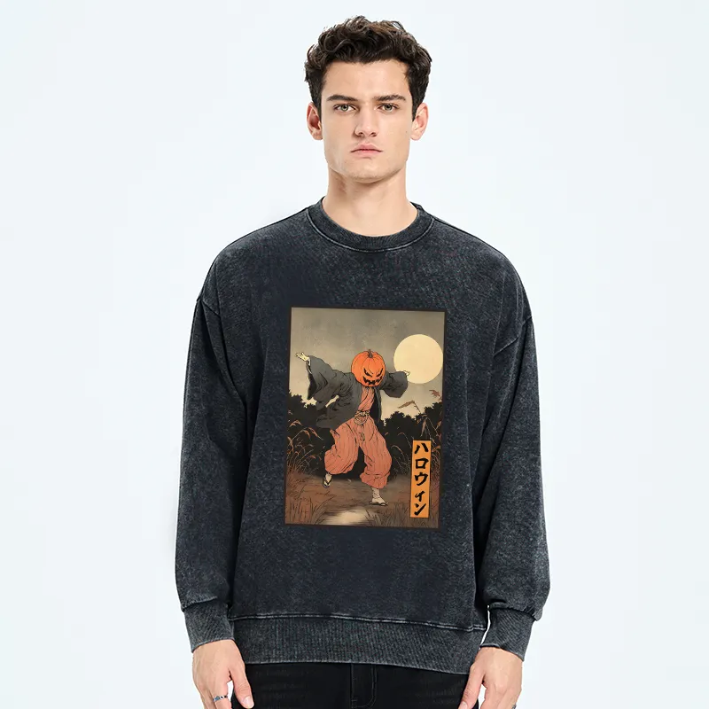Tokyo-Tiger Japanese Pumpkin Monster Washed Sweatshirt