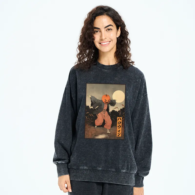 Tokyo-Tiger Japanese Pumpkin Monster Washed Sweatshirt