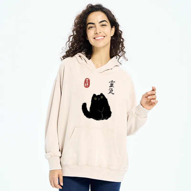 Tokyo-Tiger Black Civet Cat Washed Hoodie