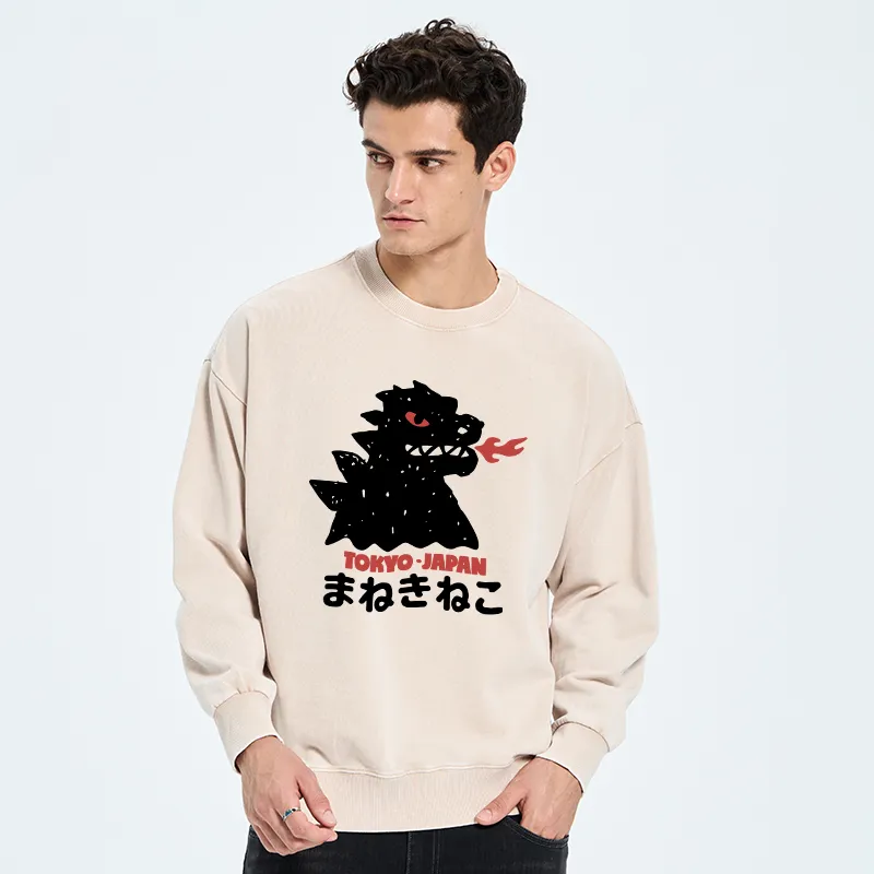 Tokyo-Tiger Japanese Fortune Cat Washed Sweatshirt