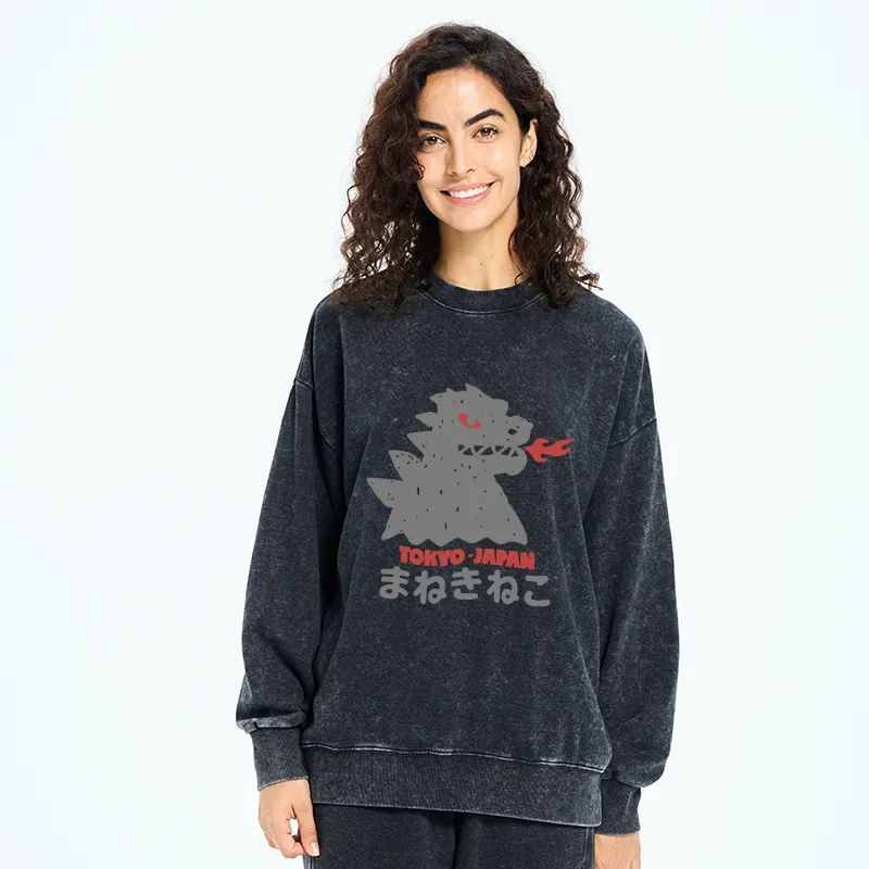 Tokyo-Tiger Japanese Fortune Cat Washed Sweatshirt