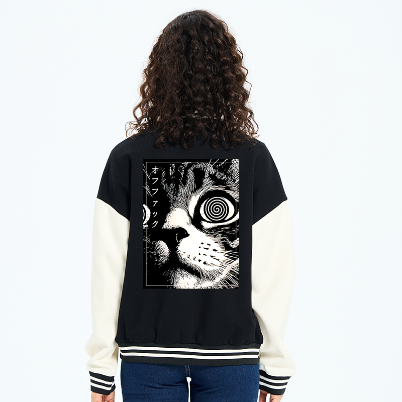 Tokyo-Tiger Scary Cat Japan Embroidery Varsity Jacket