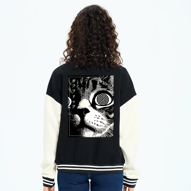 Tokyo-Tiger Scary Cat Japan Embroidery Varsity Jacket