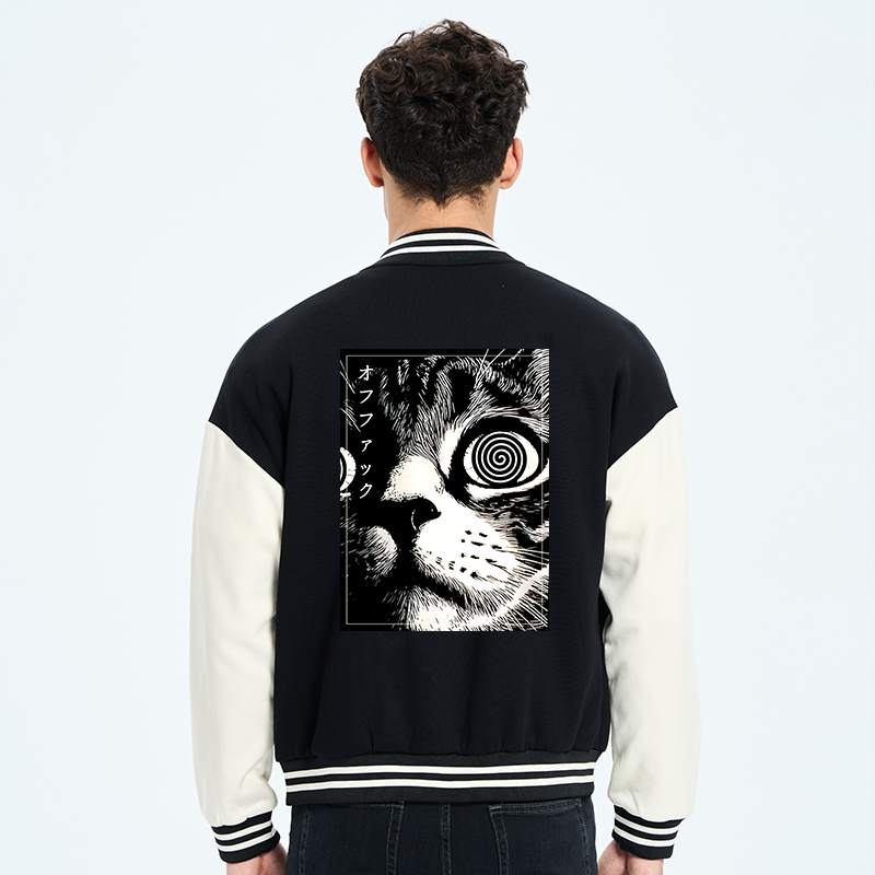 Tokyo-Tiger Scary Cat Japan Embroidery Varsity Jacket