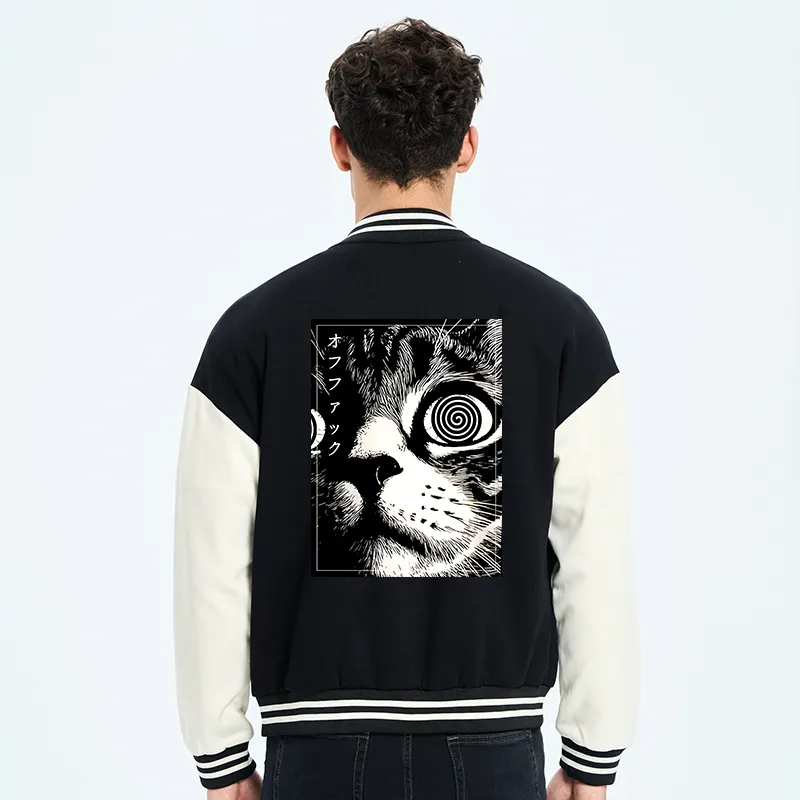 Tokyo-Tiger Scary Cat Japan Embroidery Varsity Jacket