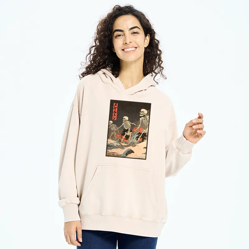 Tokyo-Tiger Japanese Rising Skeletons Washed Hoodie