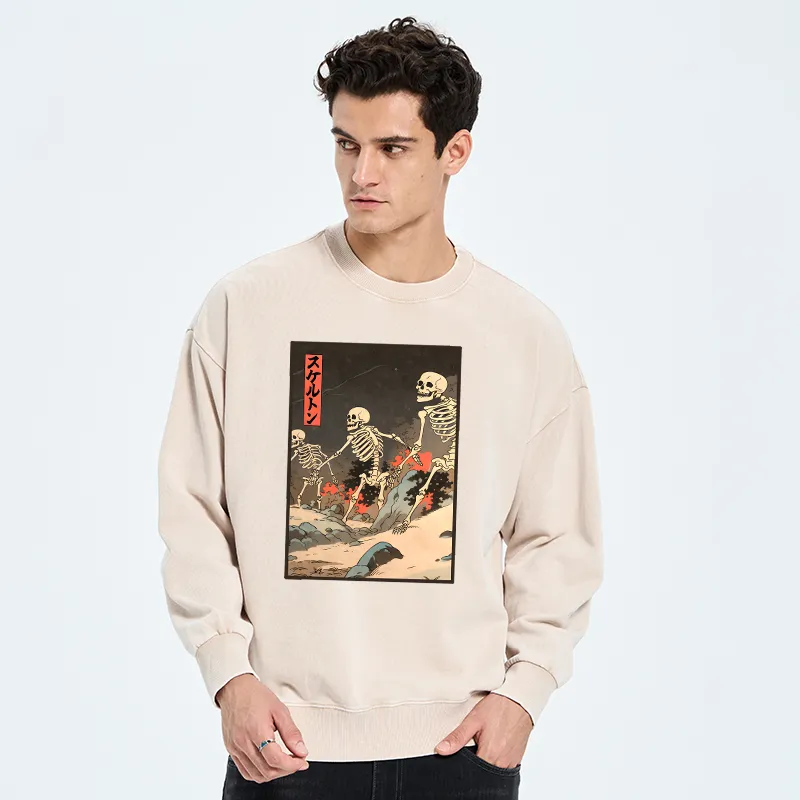 Tokyo-Tiger Japanese Rising Skeletons Washed Sweatshirt