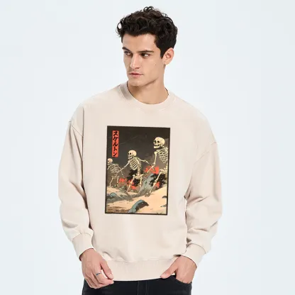 Tokyo-Tiger Japanese Rising Skeletons Washed Sweatshirt