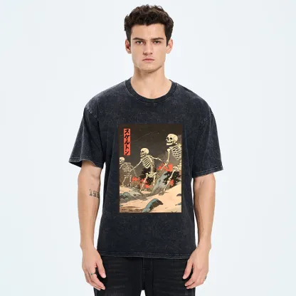 Tokyo-Tiger Japanese Rising Skeletons Washed T-Shirt