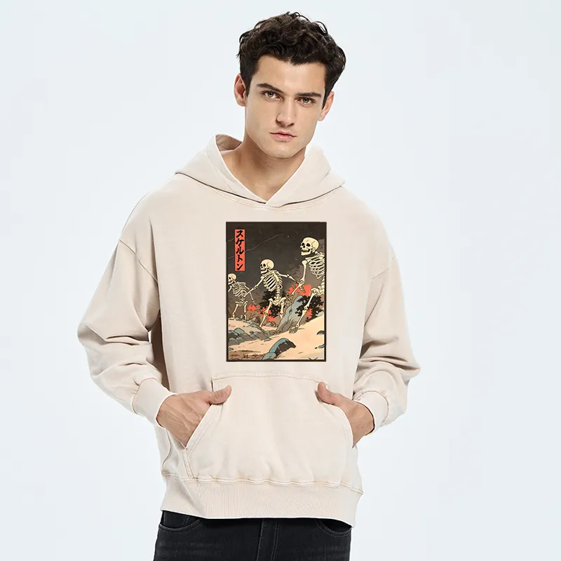 Tokyo-Tiger Japanese Rising Skeletons Washed Hoodie