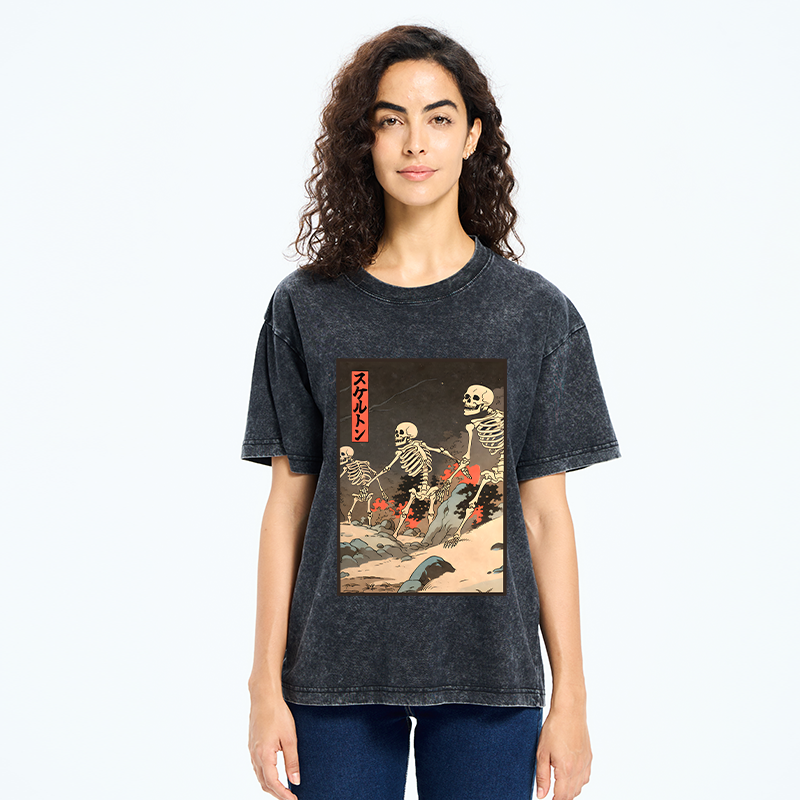 Tokyo-Tiger Japanese Rising Skeletons Washed T-Shirt
