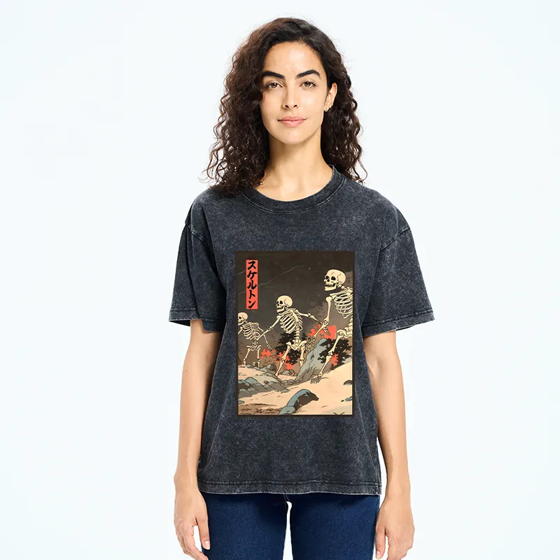 Tokyo-Tiger Japanese Rising Skeletons Washed T-Shirt
