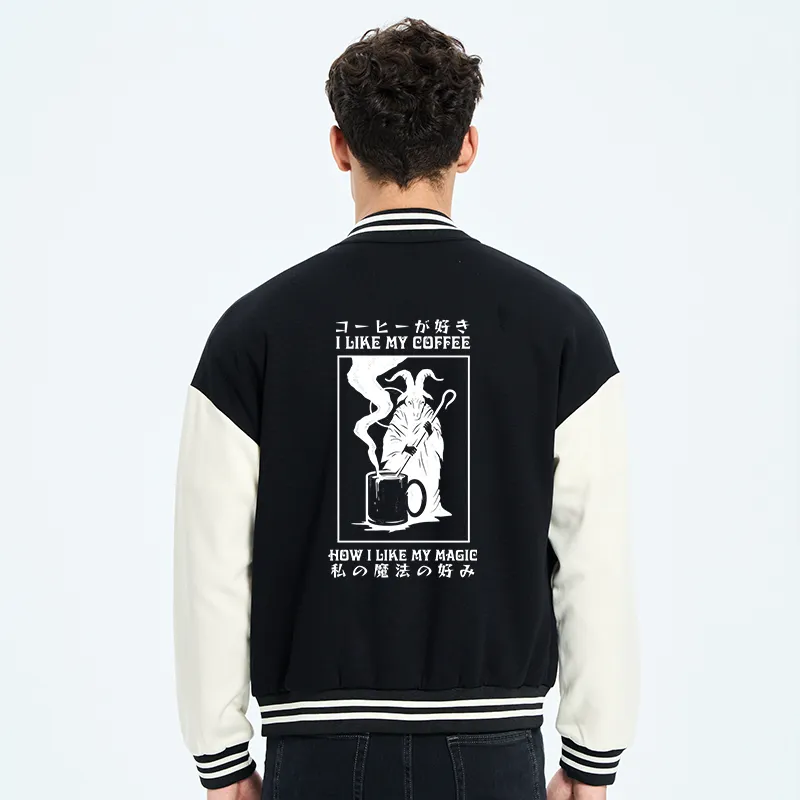 Tokyo-Tiger I Like My Coffee Embroidery Varsity Jacket