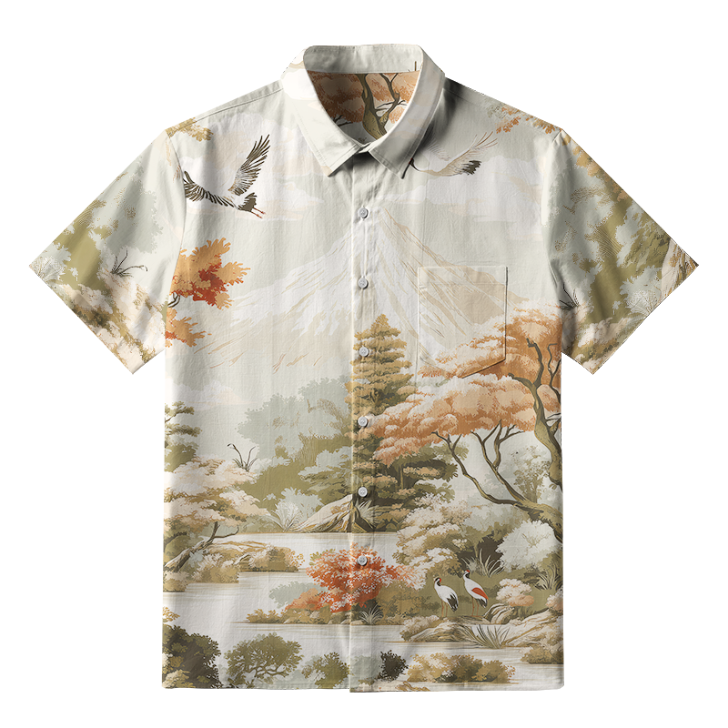 Tokyo-Tiger Crane's Mountain Majesty Button-up Shirt
