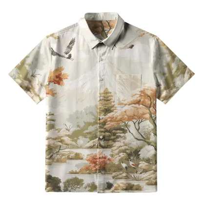 Tokyo-Tiger Crane's Mountain Majesty Button-up Shirt
