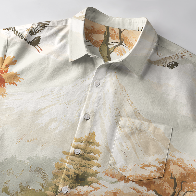 Tokyo-Tiger Crane's Mountain Majesty Button-up Shirt
