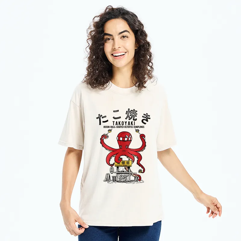 Tokyo-Tiger Takoyaki Octopus Balls Washed T-Shirt