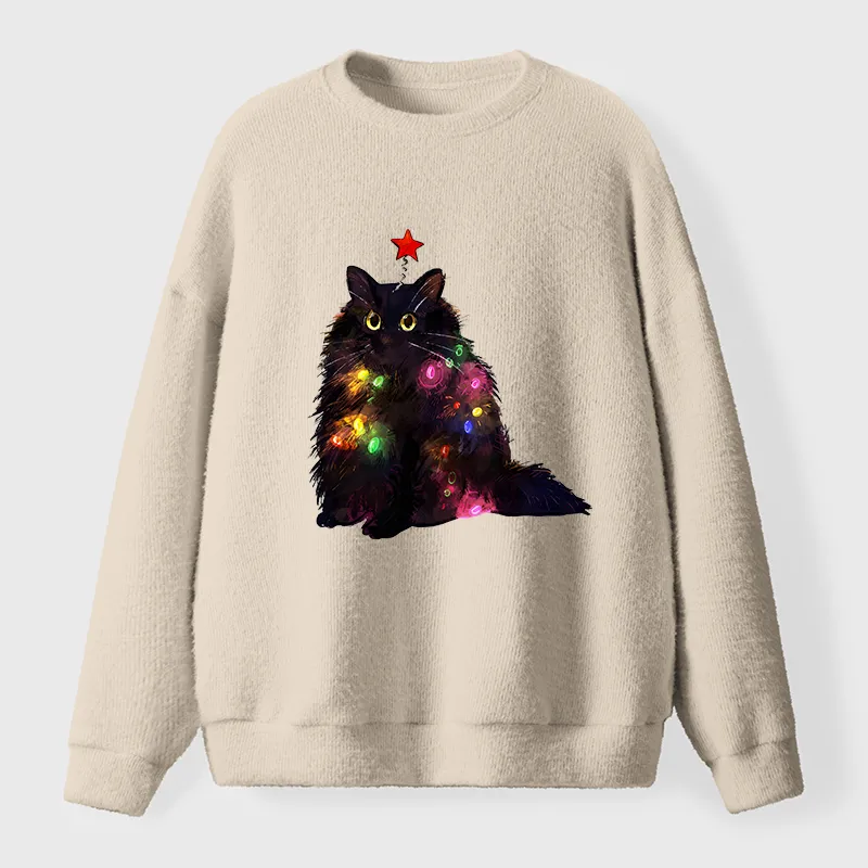 Tokyo-Tiger Christmas Lights Cat Fuzzy Sweatshirt