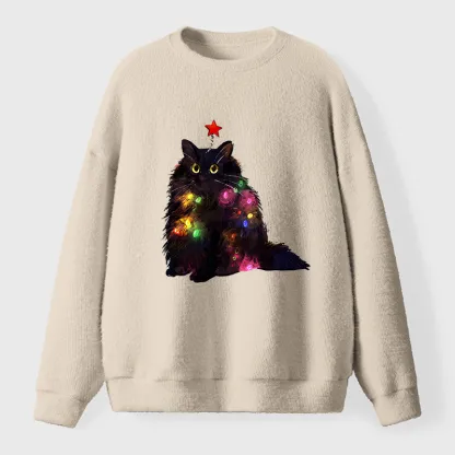 Tokyo-Tiger Christmas Lights Cat Fuzzy Sweatshirt