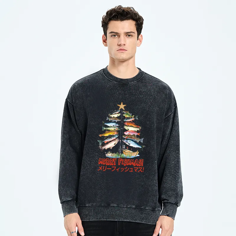 Tokyo-Tiger Christmas Tree Fish Washed Sweatshirt