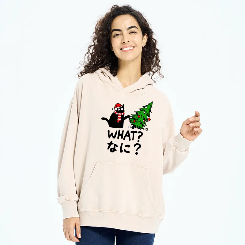 Tokyo-Tiger Naughty Cat Christmas Washed Hoodie