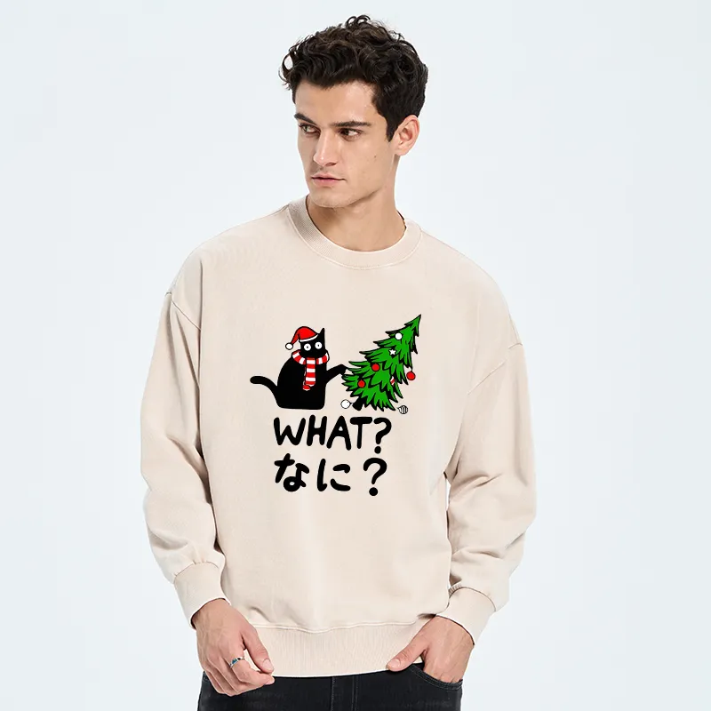 Tokyo-Tiger Naughty Cat Christmas Washed Sweatshirt