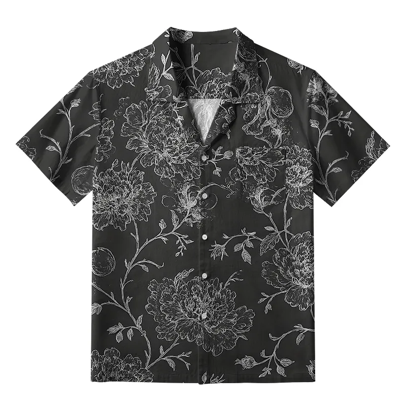 Tokyo-Tiger Monochrome Blossom Aloha Hawaiian Shirt