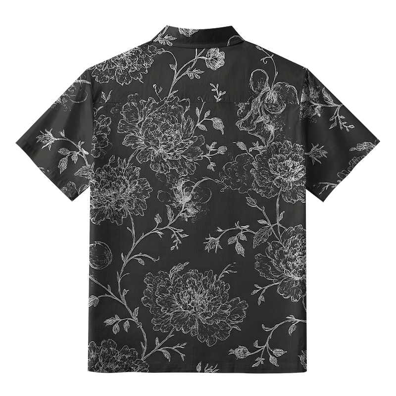 Tokyo-Tiger Monochrome Blossom Aloha Hawaiian Shirt
