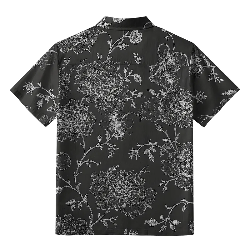 Tokyo-Tiger Monochrome Blossom Button-up Shirt
