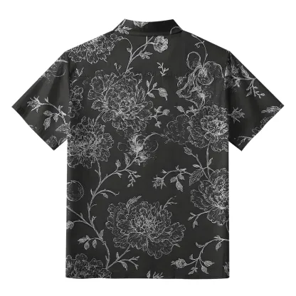 Tokyo-Tiger Monochrome Blossom Aloha Hawaiian Shirt