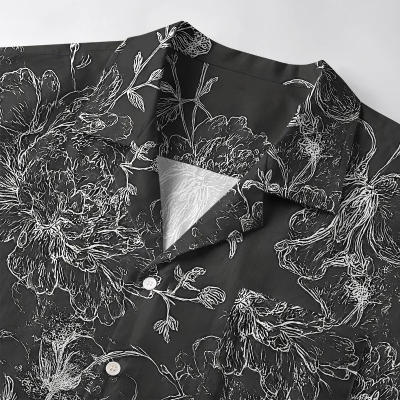 Tokyo-Tiger Monochrome Blossom Aloha Hawaiian Shirt