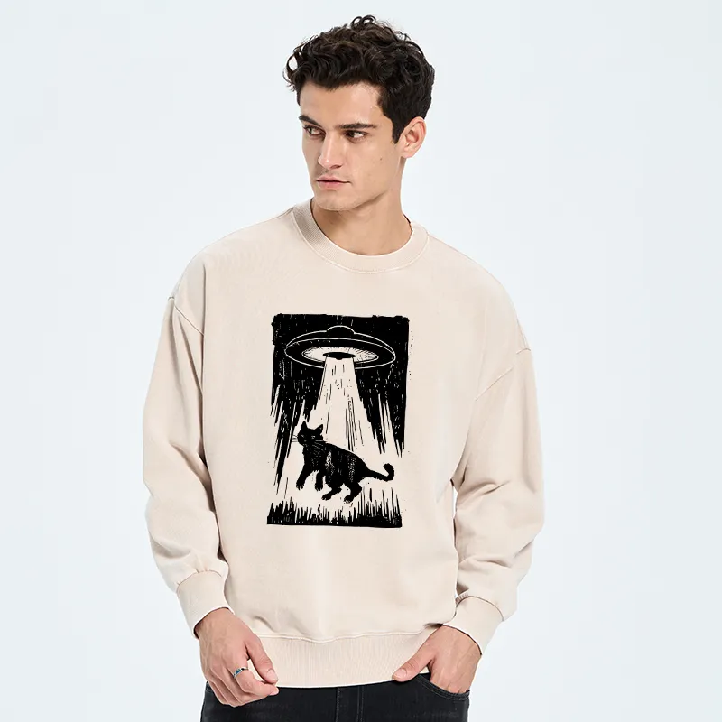 Tokyo-Tiger Cat Kidnapped By Aliens Washed Sweatshirt