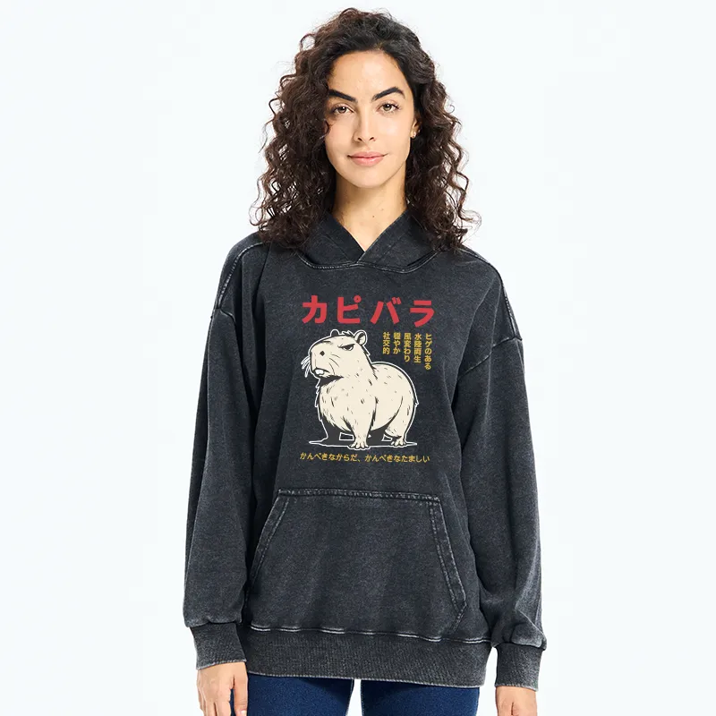 Tokyo-Tiger Angry Capybara Japan Washed Hoodie