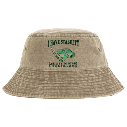 Tokyo-Tiger Mentally Stable Assassin Frog Washed Bucket Hat