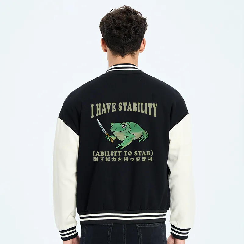 Tokyo-Tiger Mentally Stable Assassin Frog Embroidery Varsity Jacket