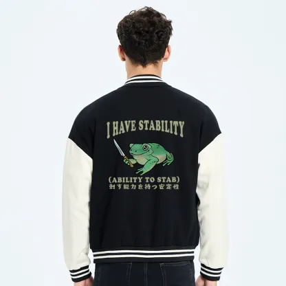 Tokyo-Tiger Mentally Stable Assassin Frog Embroidery Varsity Jacket