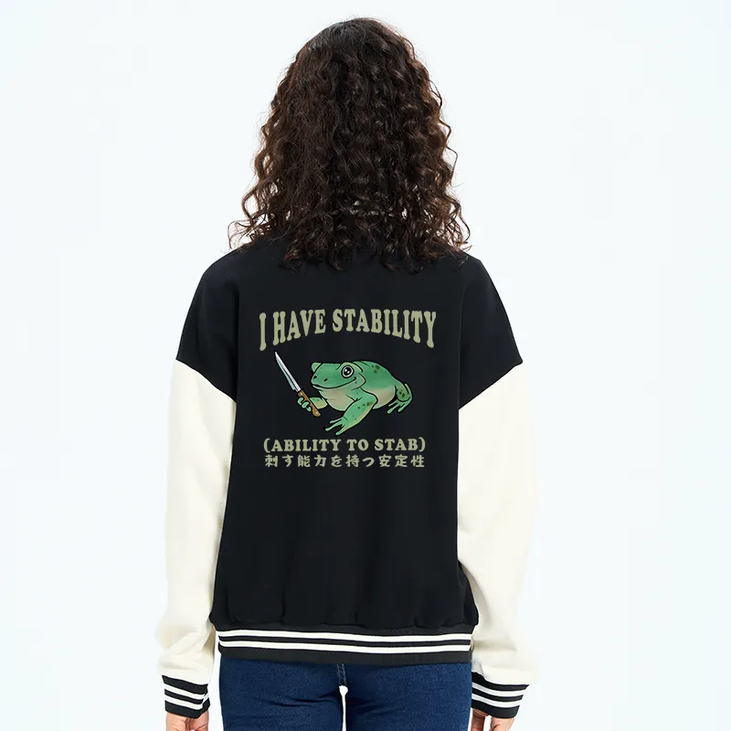 Tokyo-Tiger Mentally Stable Assassin Frog Embroidery Varsity Jacket