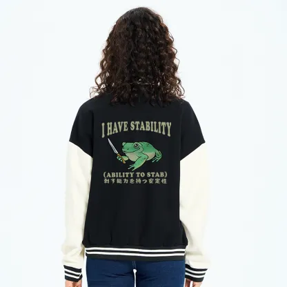 Tokyo-Tiger Mentally Stable Assassin Frog Embroidery Varsity Jacket