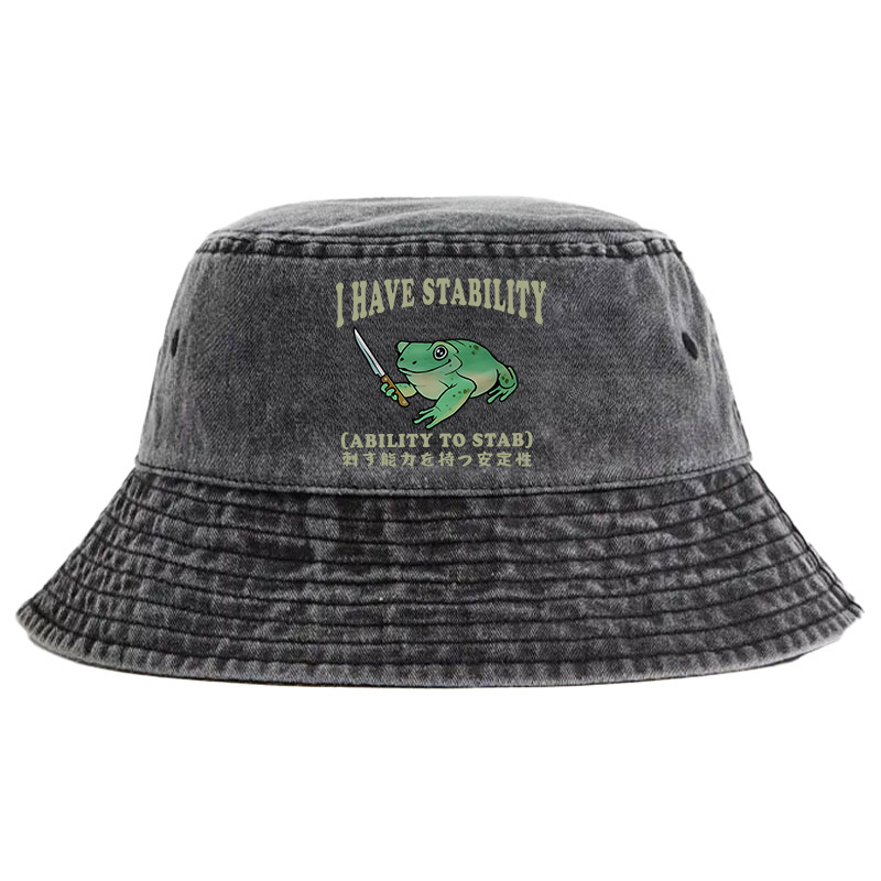 Tokyo-Tiger Mentally Stable Assassin Frog Washed Bucket Hat