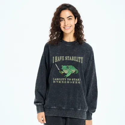 Tokyo-Tiger Mentally Stable Assassin Frog Washed Sweatshirt